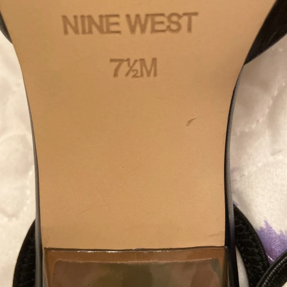 Nine West Slingbacks In The Clear Heels Pointy Toe Black Worn Once WM SZ 7 1/2 M